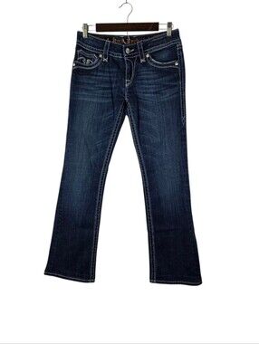 Rock Revival Women's Size 29 Deborah Boot-Cut Denim Jeans Dark Wash Thick Stitch